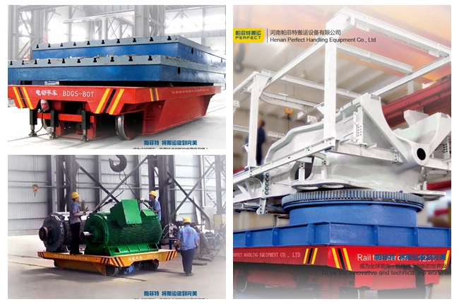 el carril del acero de carbono de 6 toneladas dirigió el carro plano eléctrico de la transferencia para el transporte del cargo de la fábrica